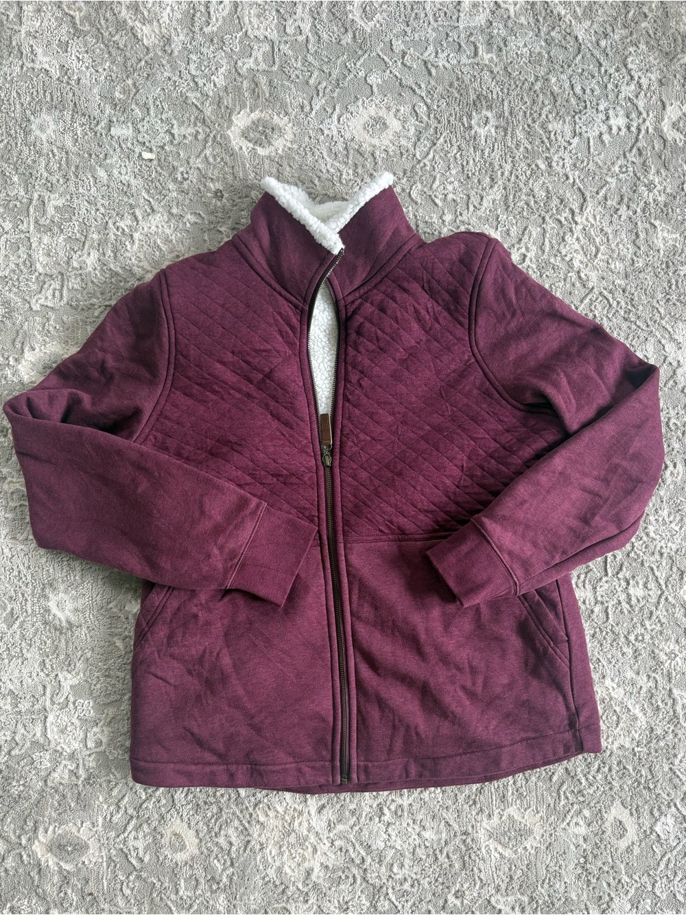 L.L Bean Like New Sherpa Fleece Sweater Zipup Hoodie Jacket Womens Warm